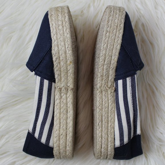 Rock & Candy Navy Blue Striped Espadrilles Woven Shoes - Picture 4 of 8